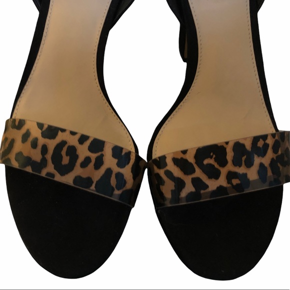3X Host Pick! 🐆 NWOT Vince Camuto Black Suede Heeled Sandal Leopard - Picture 3 of 12